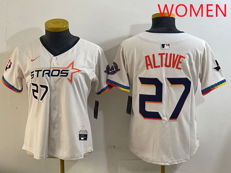 Women Houston Astros 27 Altuve Cream Fourth generation Joint Name Nike 2025 MLB Jersey style 4